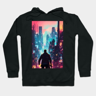 night city cyberpunk, cyberpunk art, neon art v27 Hoodie